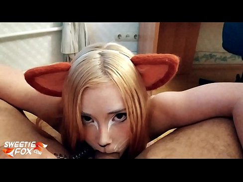 ❤️ Kitsune glutas dikon kaj kumas en ŝia buŝo ❤️❌ Faka video  ĉe ni ❤